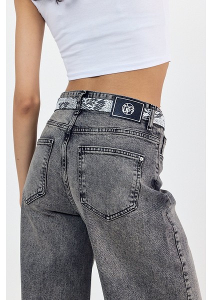 Geniş Paça Kadın Palazzo Jean Pantolon - Antrasit Antrasit - 30 modelleri