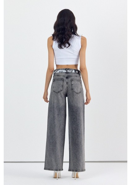 Geniş Paça Kadın Palazzo Jean Pantolon - Antrasit Antrasit - 30 fırsatları