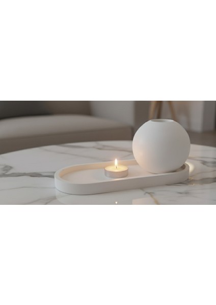 Modern ve Minimalist Tasarım, Hediye Mum, Küre Şeklinde Dekoratif Mumluk ve Tepsi Seti-El Yapımı modelleri