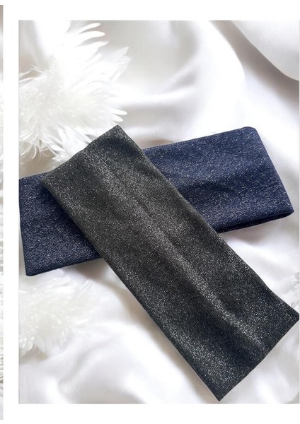 Kalın Saç Bandı, Kalın Simli Elastik Saç Bandı, Soft Elastic Winter Ear Warmer, Gray (Lacivert Sim - Yeşil Sim, 8 Cm) modelleri