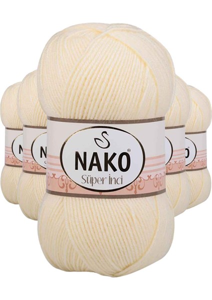 5 Adet Süper İnci El Örgü İpi 100 gr Krem 256 fiyatları