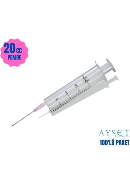 20 cc 2 Parça Pembe Uçlu Enjektör 100'LÜ Paket