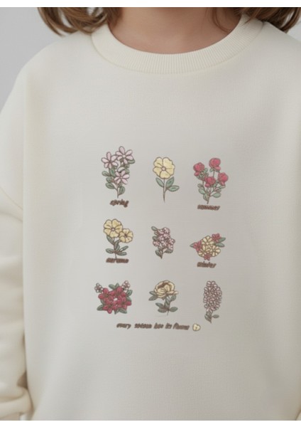 Kız Çocuk Çiçek Nakışlı Sweatshirt fırsatları