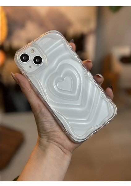 Iphone 14 Plus - 15 Plus Şeffaf 3D Kabartma Kalp Tasarımlı Silikon Kılıf fırsatları