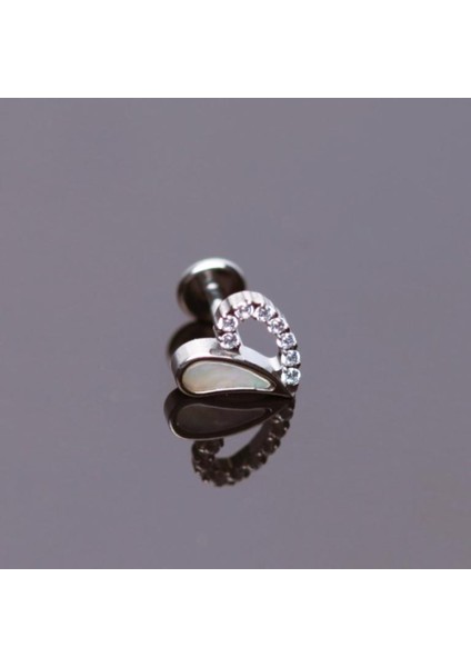 Yüksek Kalite G23 Titanium Kalp Zirkon Sedef Titanyum 6x1.2mm Labret Piercing
