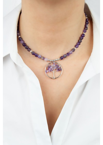 Yaşam Ağacı Uçlu Ametis Doğaltaş Kolye fiyatları