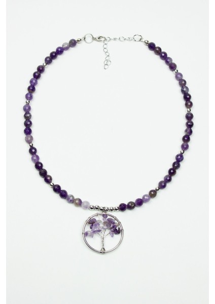 Yaşam Ağacı Uçlu Ametis Doğaltaş Kolye modelleri