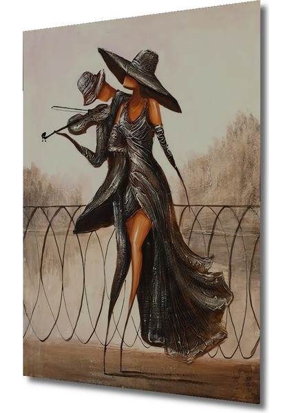 Paris Aşkı Kara Kalem Görünümlü Ahşap Dekoratif Tablo Dikdörtgen Tablo modelleri