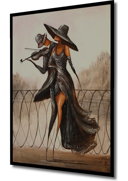 Paris Aşkı Kara Kalem Görünümlü Ahşap Dekoratif Tablo Dikdörtgen Tablo indirimleri