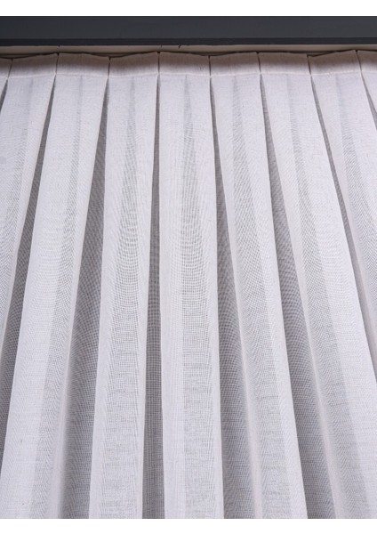 Hazel Ekru-Kahverengi Detaylı Keten Düz Tül Perde Gramajlı (1/2.5 Normal Pile) fırsatları