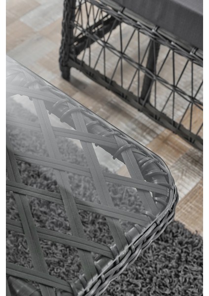 Rattan Breda Bahçe Mobilyası 2+1+1+Camlı Masa -- 2 Tane Puf Hediye fiyatları