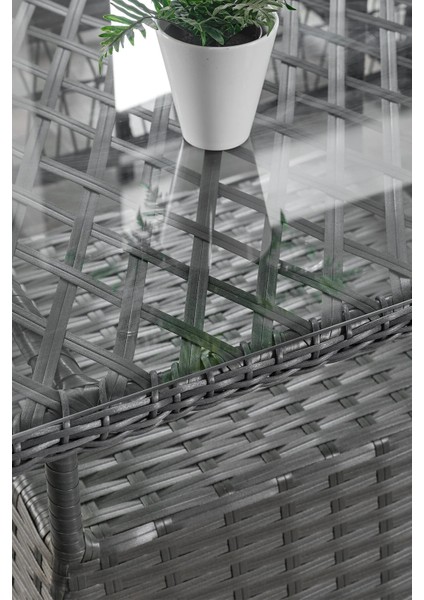 Rattan Breda Bahçe Mobilyası 2+1+1+Camlı Masa -- 2 Tane Puf Hediye modelleri