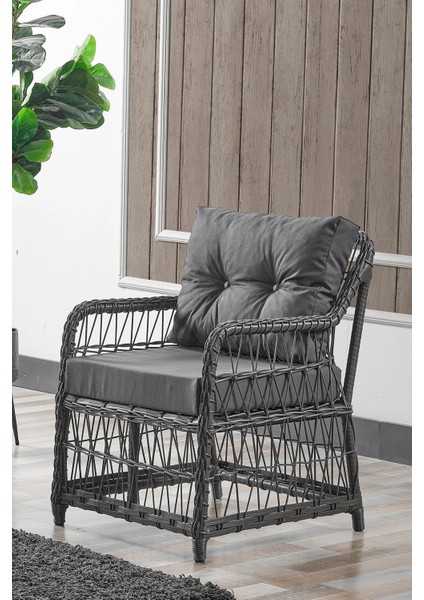 Rattan Breda Bahçe Mobilyası 2+1+1+Camlı Masa -- 2 Tane Puf Hediye