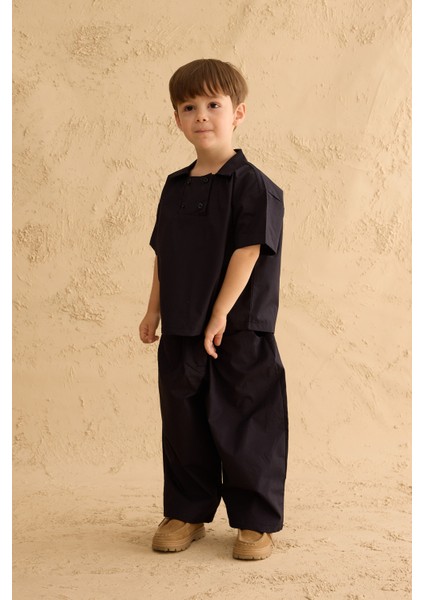 Çift Düğmeli Gömlek Lacivert