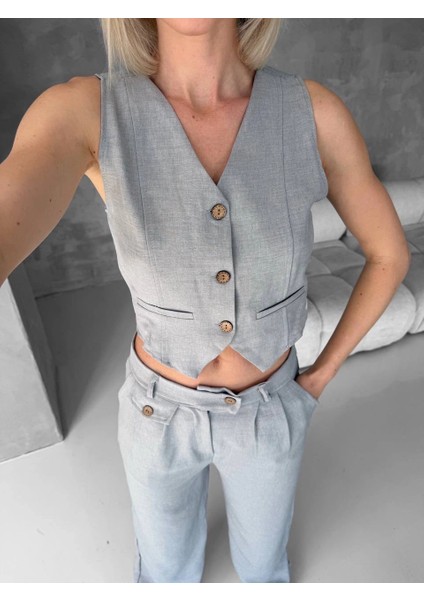 Essential Yelek Pantolon Takım Gri S255254 indirimleri