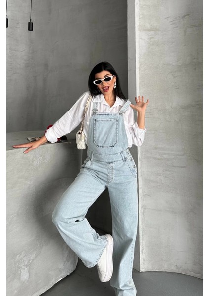 Pantolon Kar Yıkama Salopet Mavi D2514