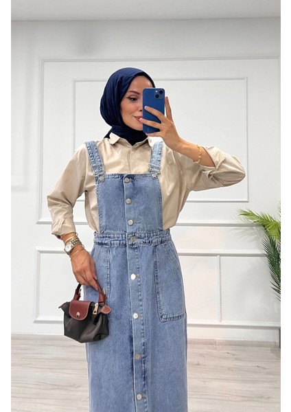 Etekli Salopet Enzim Süper Taş Yıkama Buz Mavi D 2521 indirimleri