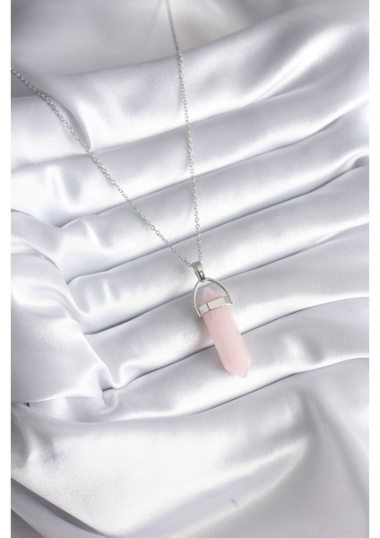 316L Çelik Gümüş Renk Pembe Taşlı Kadın Kolye - Lisinya fiyatları