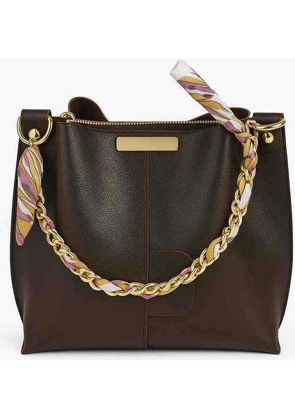 Zincir Askılı Acı Kahverengi Suni Deri Omuz Çantası fiyatları