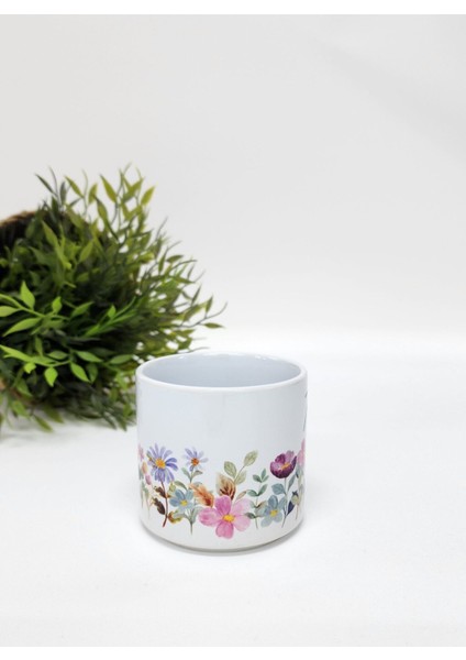 Isme Özel Kişiye Özel Renkli Çiçek Desenli Porselen T Kupa Bardak Latte Fincanı fiyatları