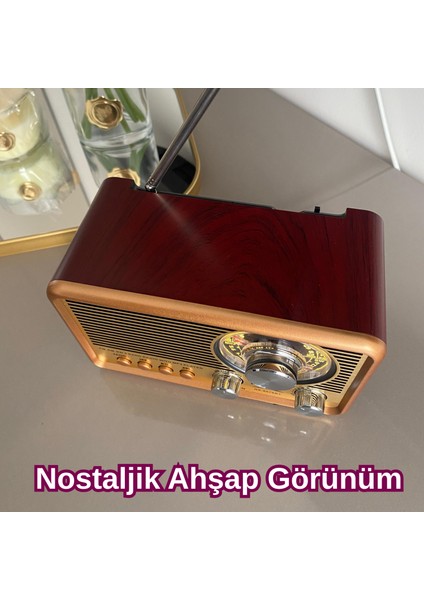 El Fenerli Masaüstü Küçük Nostaljik Radyo Bluetooth Hoparlör