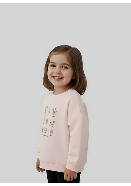 Kız Çocuk Çiçek Nakışlı Sweatshirt modelleri