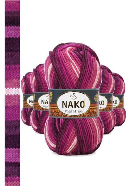 5 Adet Vega Stripe Premium Akrilik El Örgü Ipi Yünü No: 82413 indirimleri