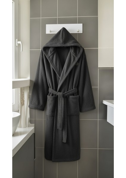 Kapşonlu Bornoz Antrasit S/m