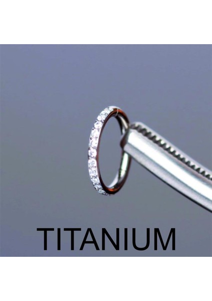 Yüksek Kalite G23 Titanium Titanyum Zirkon Su Taşı 8mm x 1.2mm Kilitli Halka Piercing