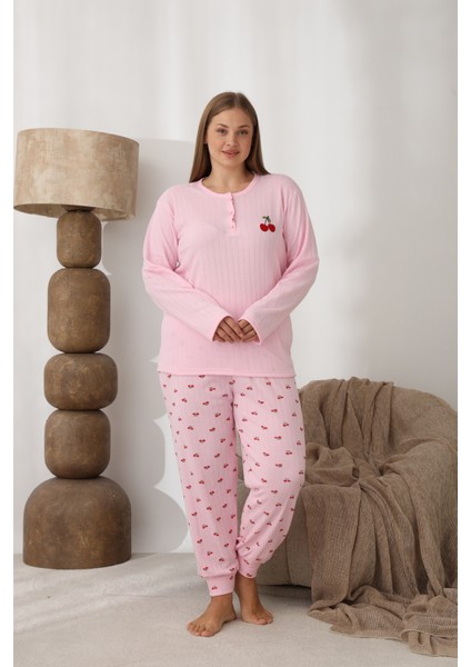 Şardonlu Interlok Kumaş Büyük Beden Kışlık Kadın Pijama Takımı 1250