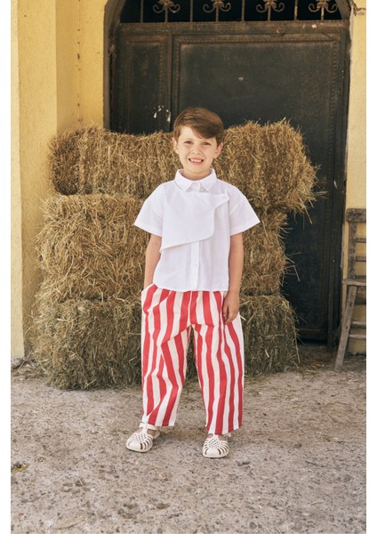 Parçalı Oxford Gömlek Beyaz