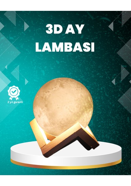 16 Renkli 3D Ay Gece Lambası Rgb Modlu Şarjlı Uzaktan Kumandalı - F995K662-U86995