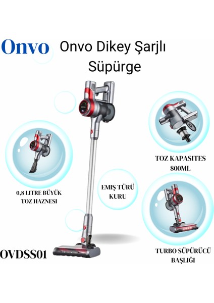 Işıklı Şarjlı Dikey Süpürge