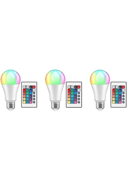 CT-4058 Kumandalı Rgb LED Ampul 9W - 3 Adet ( Renk Değiştiren Ampul )