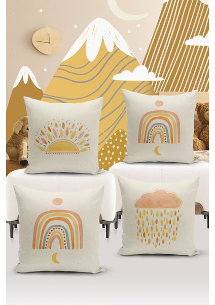 4'lü Kırlent Kılıf Seti Çocuk Bebek Odası Dijital Baskılı