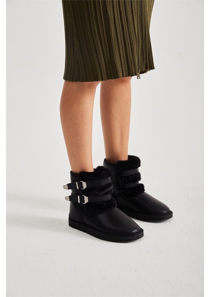 Kadın Çift Tokalı Kürklü Kısa Bot indirimleri