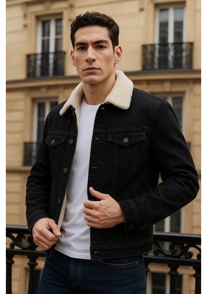 Erkek Kışlık Günlük Içi Peluş Kürk Siyah Kot Ceket fiyatları