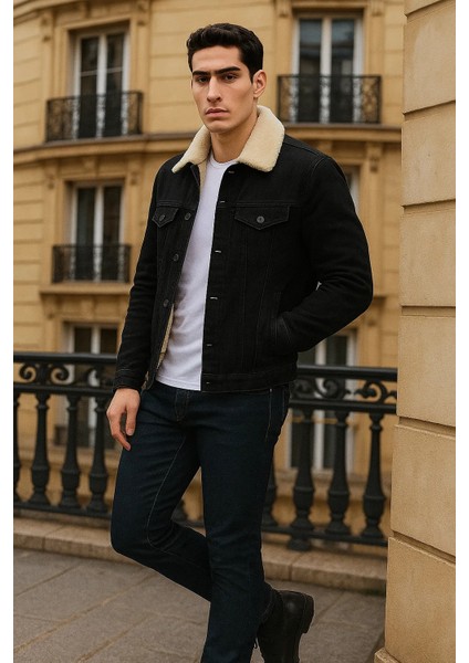 Erkek Kışlık Günlük Içi Peluş Kürk Siyah Kot Ceket fırsatları