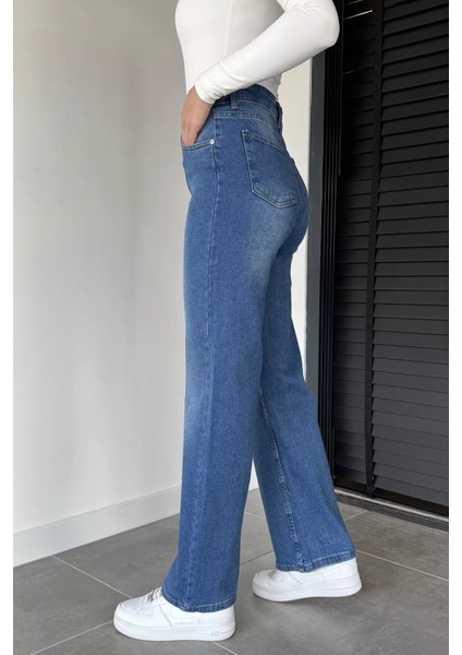 Kadın Yüksek Bel Palazzo Jean Kot Pantolon P-00019045 fiyatları