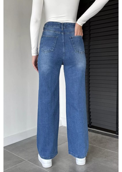 Kadın Yüksek Bel Palazzo Jean Kot Pantolon P-00019045 modelleri