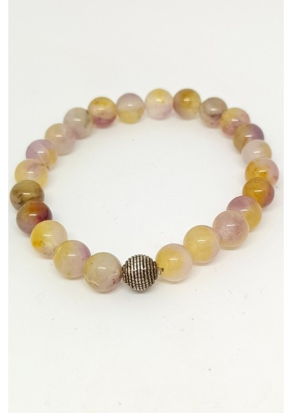 Gümüş Aksesuarlı Sitrin Doğal Taşlı Bileklik