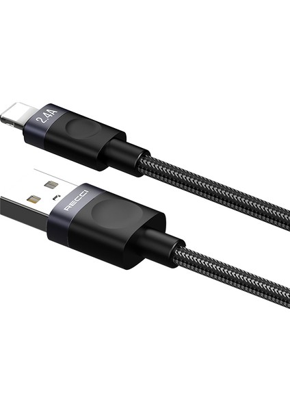 RS50L Usb-A To Lightning Örgü Tasarımlı Hızlı Şarj Özellikli Data ve Şarj Kablosu 1m Siyah modelleri