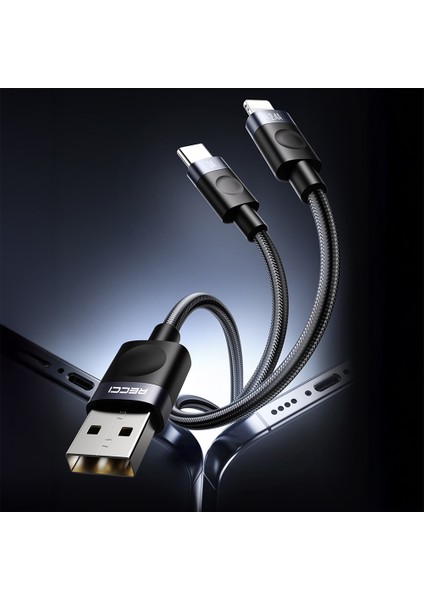 RS50L Usb-A To Lightning Örgü Tasarımlı Hızlı Şarj Özellikli Data ve Şarj Kablosu 1m Siyah fırsatları