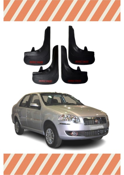 Fiat Siena Racing Yazılı 4'lü Tozluk Çamurluk Paçalık