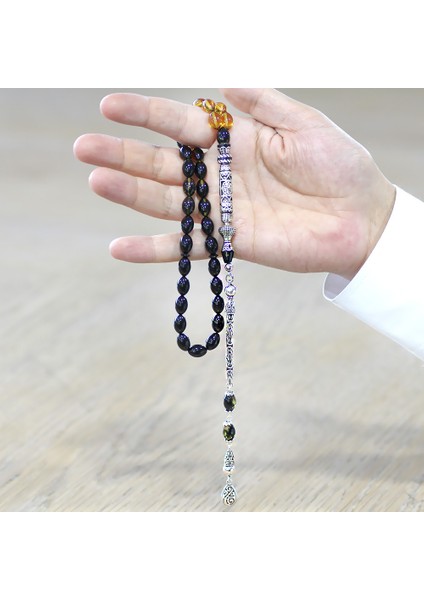 925 Ayar Gümüş Kral Püsküllü Nakkaş Imameli Cevşen Tasarım Süzme Sarı Siyah Ateş Kehribar Tesbih fırsatları