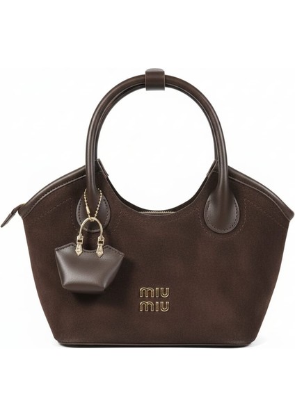 Kadın Süet Model Yavrulu El ve Omuz Çantası