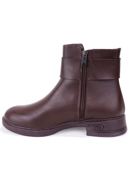 DZA07-1004V042 Kahve Günlük Fermuarlı Düz Topuk Kadın Bot modelleri