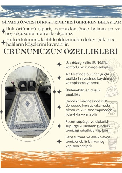 Diamond Desen Gri Mavi Halı Örtüsü - Soft Kadife Dokulu-Kaymaz Tabanlı Yıkanabilir indirimleri