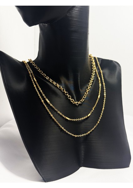 Altın Akış 3 Sıra Kolye modelleri