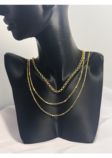 Altın Akış 3 Sıra Kolye